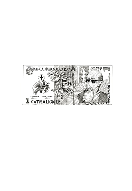 1 Leu — print de artă de Andreea Chirică, alb-negru, de colecție