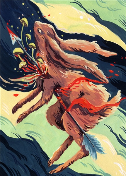 April I — signed fine art print by Ioana Sopov, abstract, animals