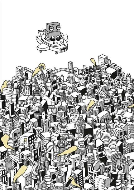 A Robot's Tale 2 — print de artă de Ghica Popa, alb-negru, de colecție
