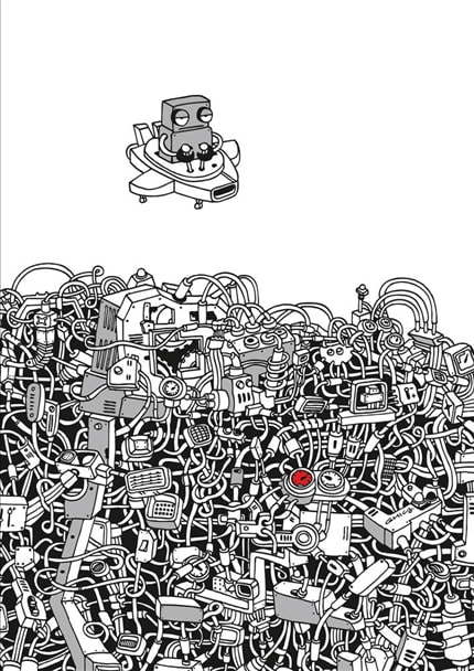 A Robot's Tale 4 — print de artă de Ghica Popa, alb-negru, de colecție