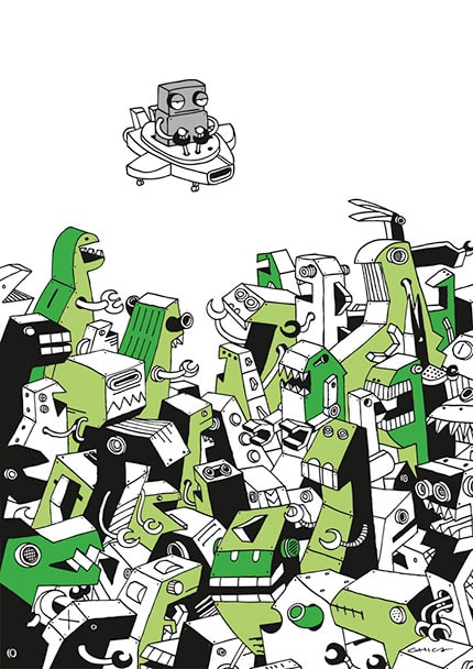 A Robot's Tale 6 — print de artă de Ghica Popa, de colecție, benzi desenate
