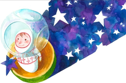 Astronaut — print de artă de Maria Surducan, pentru copii, dreamy
