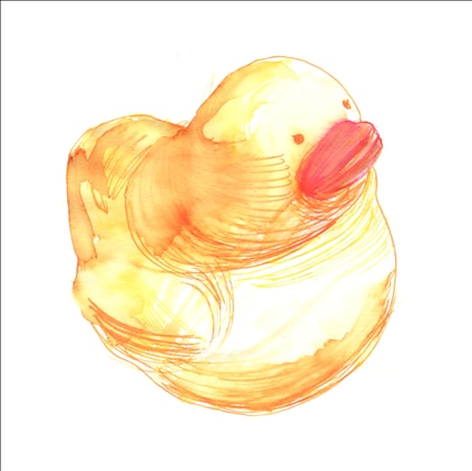 Bath time — signed fine art print by Cristache, funny, watercolor
