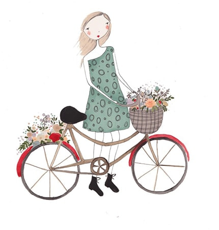 Bike Ride — print de artă de Cristina Barsony, pentru copii, oameni