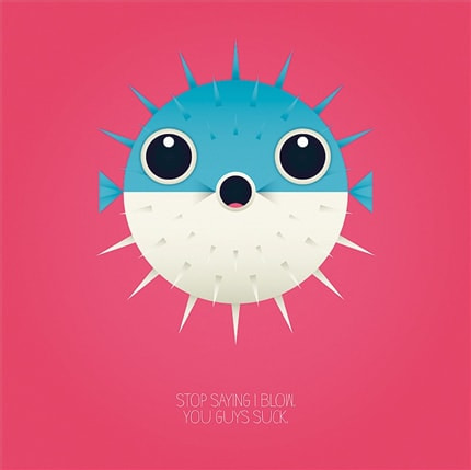 Blowfish — print de artă de Paula Rusu, abstract, animale