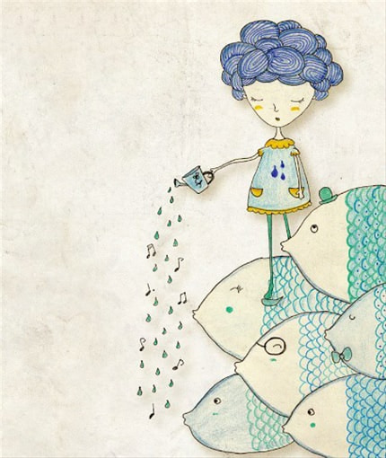 Blues — print de artă de Edith Pojum, animale, relax