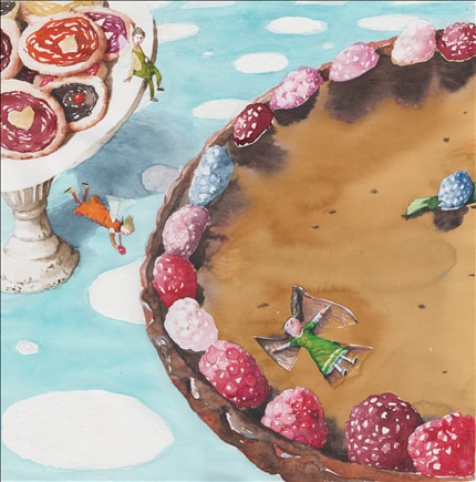 Cake — signed fine art print by Irina Dobrescu, children's, food