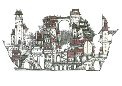 Castle Rock City, ilustrație de Artpi, disponibilă ca print de artă semnat pe Colorhood