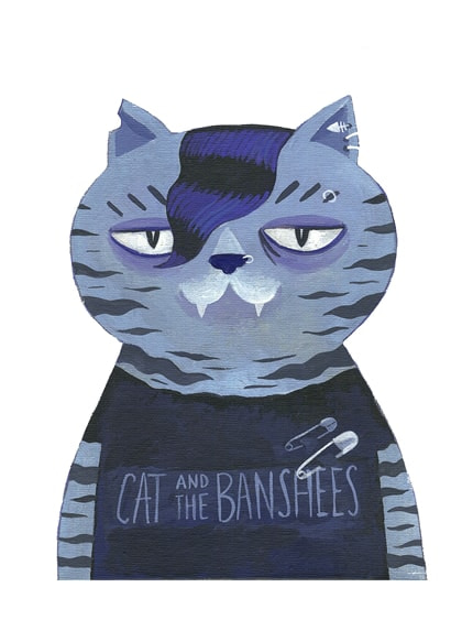 Cat & the Banshees — print de artă de Livia Coloji, benzi desenate, personalități