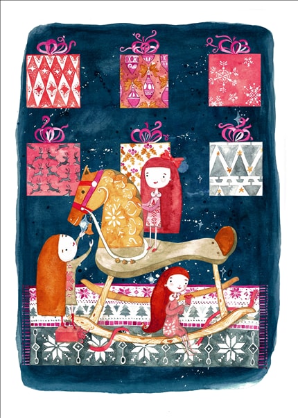Christmas Eve — print de artă semnat de Marina Plantus, pentru copii, crăciun
