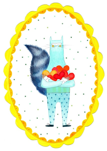 Colorful Love — print de artă de Veronica Neacsu, animale, pentru copii