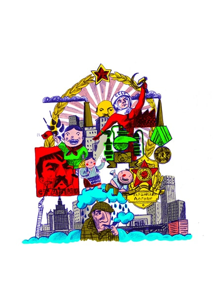 Commies — print de artă de Sorina Vazelina, de colecție, benzi desenate