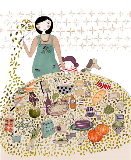 Cooking Is Fun — print de artă de Cristina Barsony, pentru copii, cozy