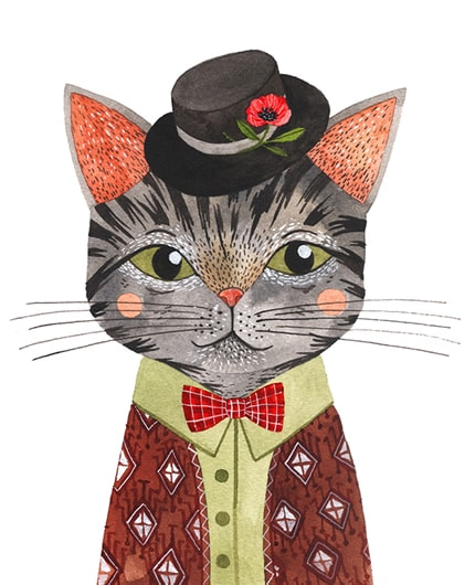 Cool Cat — print de artă de Oana Befort, animale, pentru copii