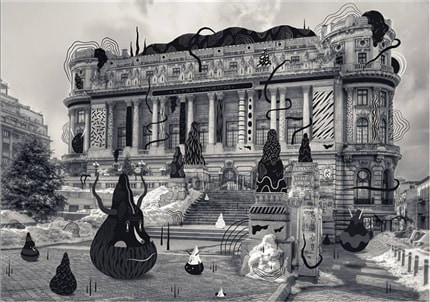 Dark as Pitch — print de artă de Bucuresti Optimixed, arhitectură, de colecție