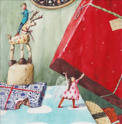 December — signed fine art print by Irina Dobrescu, children's, christmas
