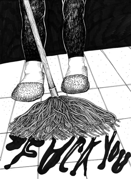 Dirty — print de artă de Andreea Chirică, alb-negru, amuzant