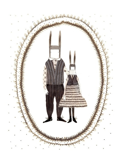 Family Portrait 2 — print de artă de Veronica Neacsu, animale, decorative