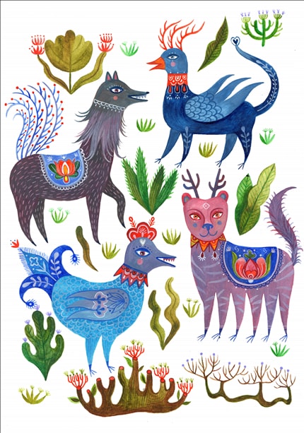 Fantastic animals — signed fine art print by Carine Arnakis, animals