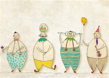 Fat Smiles — print de artă de Edith Pojum, pentru copii, oameni