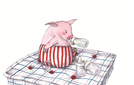 Fatty — print de artă de Georgiana Chitac, animale, pentru copii