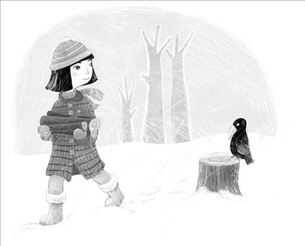Firewood — print de artă semnat de Livia Coloji, păsări, crăciun