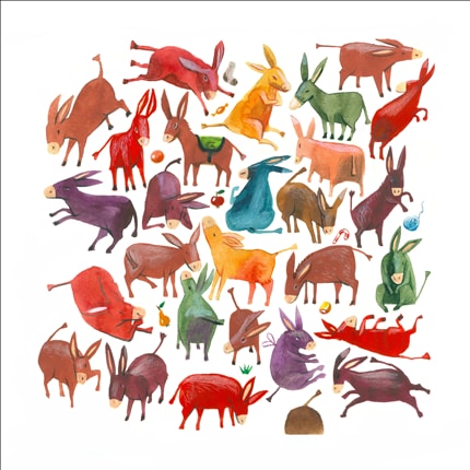 Hee-haw! — signed fine art print by Oana Ispir, pattern, watercolor