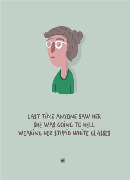 Her stupid white glasses — print de artă de George Rosu, amuzant