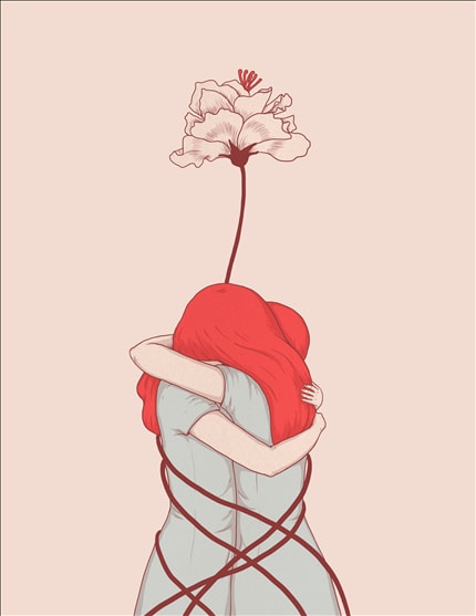 Hug — signed fine art print by Camellie, abstract, love