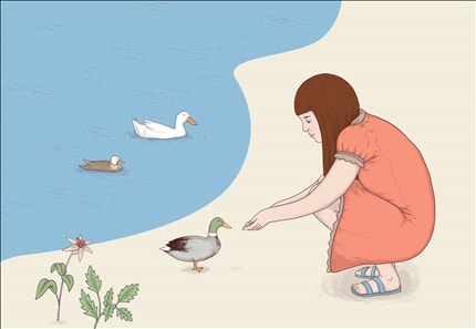 In the park — signed fine art print by Camellie, animals, birds