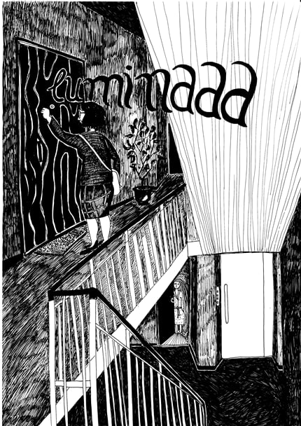 Knock Knock — print de artă de Andreea Chirică, arhitectură, alb-negru