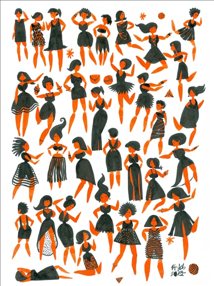 Little Black Dress — signed fine art print by Oana Ispir, fashion, pattern