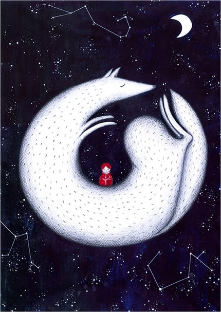 Little Red Riding Hood (Wolf Constellation) — print de artă de TheWorkOut, animale, pentru copii