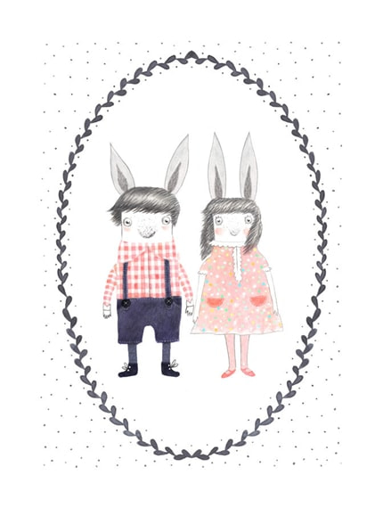 Little Bunnies — print de artă de Veronica Neacsu, animale, pentru copii