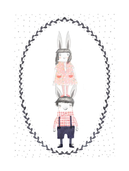 Little Bunnies 2 — print de artă de Veronica Neacsu, animale, pentru copii