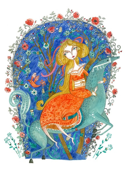 Lost Princess — print de artă de Marina Plantus, animale, pentru copii