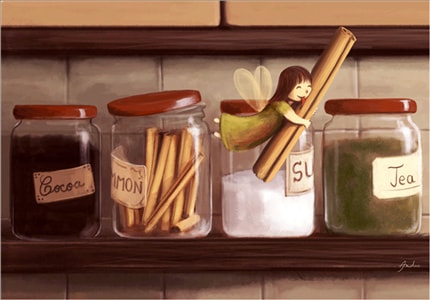 Love for Cinnamon — print de artă de Anda Cofaru, crăciun, mâncare