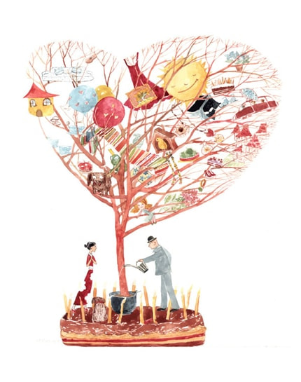 Love Tree — print de artă de Cristiana Radu, decorative, dreamy