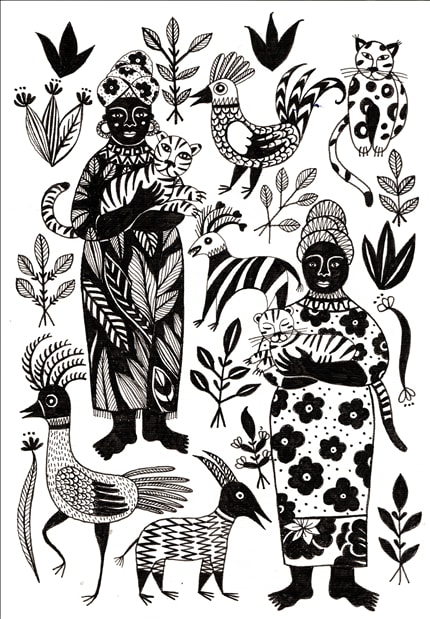 Loving Africa — signed fine art print by Carine Arnakis, abstract, animals
