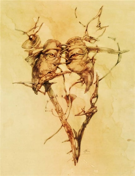 Mask — print de artă de Traian Laie, abstract, de colecție