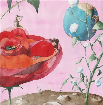 Moonscape — signed fine art print by Irina Dobrescu, children's, watercolor