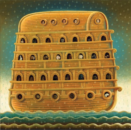 Noah — print de artă de Vali Petridean, animale, arhitectură