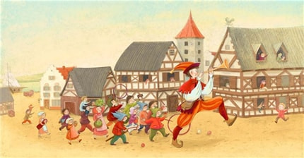 Pied Piper — print de artă de Livia Coloji, arhitectură, pentru copii