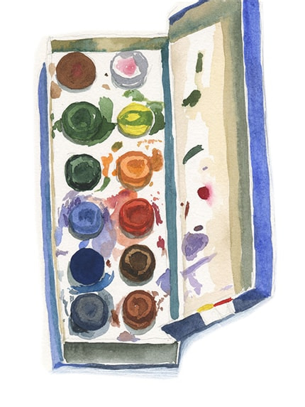 "Pioneer" Watercolors I — print de artă de Stela Lie, de colecție, decorative