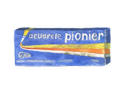 "Pioneer" Watercolors II — print de artă de Stela Lie, de colecție, decorative