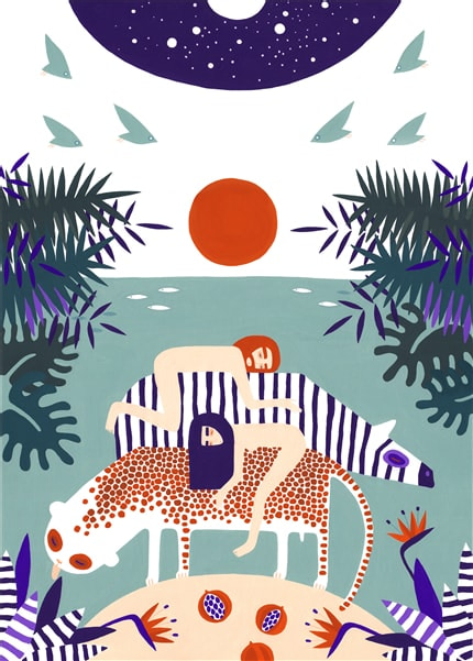Post Genesis Chill — print de artă de Ana Banica, animale, folclor
