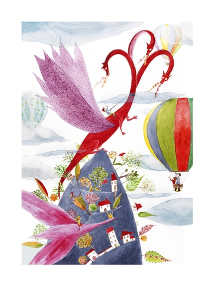 Red Dragon — print de artă de Cristiana Radu, benzi desenate