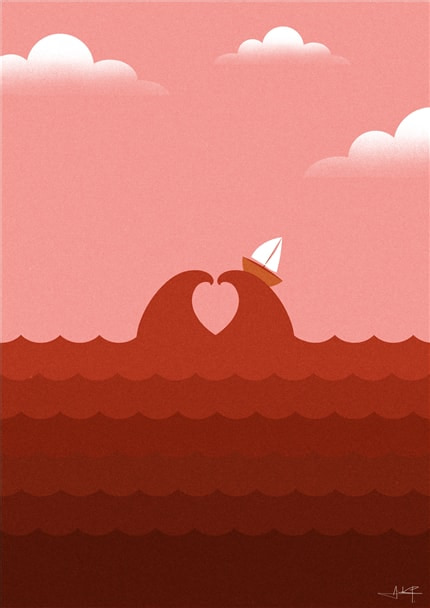 Sailing Through the Sea of Love — print de artă de Andrei Popa, decorative, dreamy