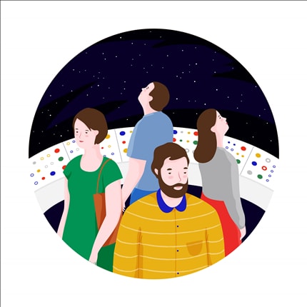 Space travel — print de artă semnat de Camellie, pentru copii, oameni