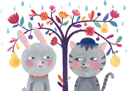Springtime — print de artă de Livia Coloji, animale, pentru copii